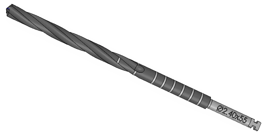 Twist drill, Ø2.40 × 55 mm, ZE Series Surgical Kit
