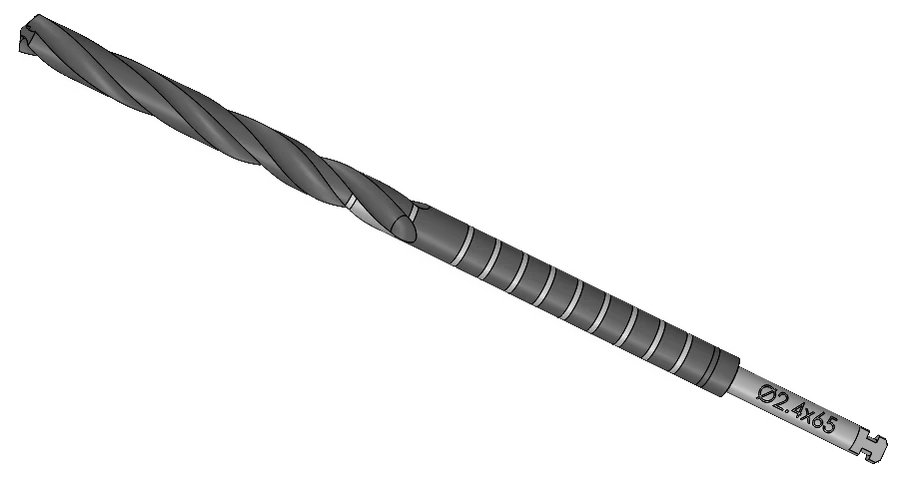 Twist drill, Ø2.40 × 65 mm, ZE Series Surgical Kit