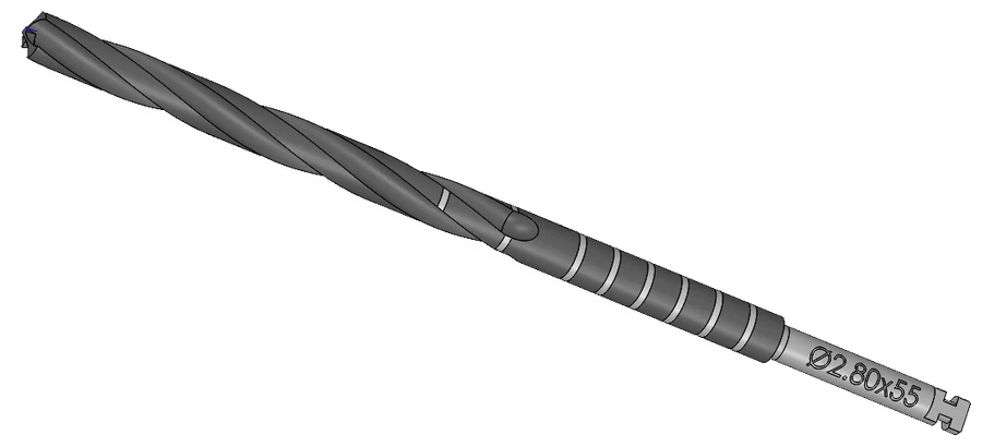 Twist drill, Ø2.80 × 55 mm, ZE Series Surgical Kit