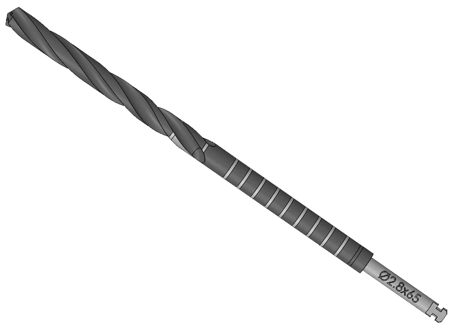Twist drill, Ø2.80 × 65 mm, ZE Series Surgical Kit