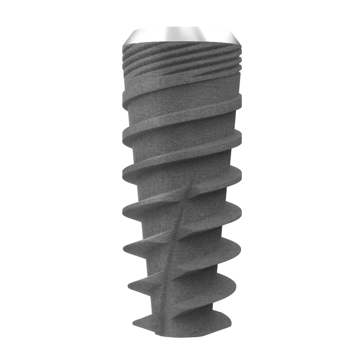 An i-Fix implant fixture, showing the roughened surface finish along its body