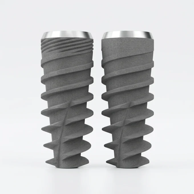 An i-Fix IP Series and SP Series implant shown side by side